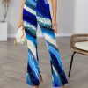 Women * | Cheap Izuria Blue & White Marble High-Waist Flare Pants Women