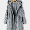 Women * | Brand New Izuria Gray Cable-Knit Hooded Pocket Button-Up Jacket Women & Plus