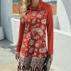 Women * | Best Sale Izuria Red & White Paisley Raglan-Sleeve Cowl-Neck Shift Dress Women