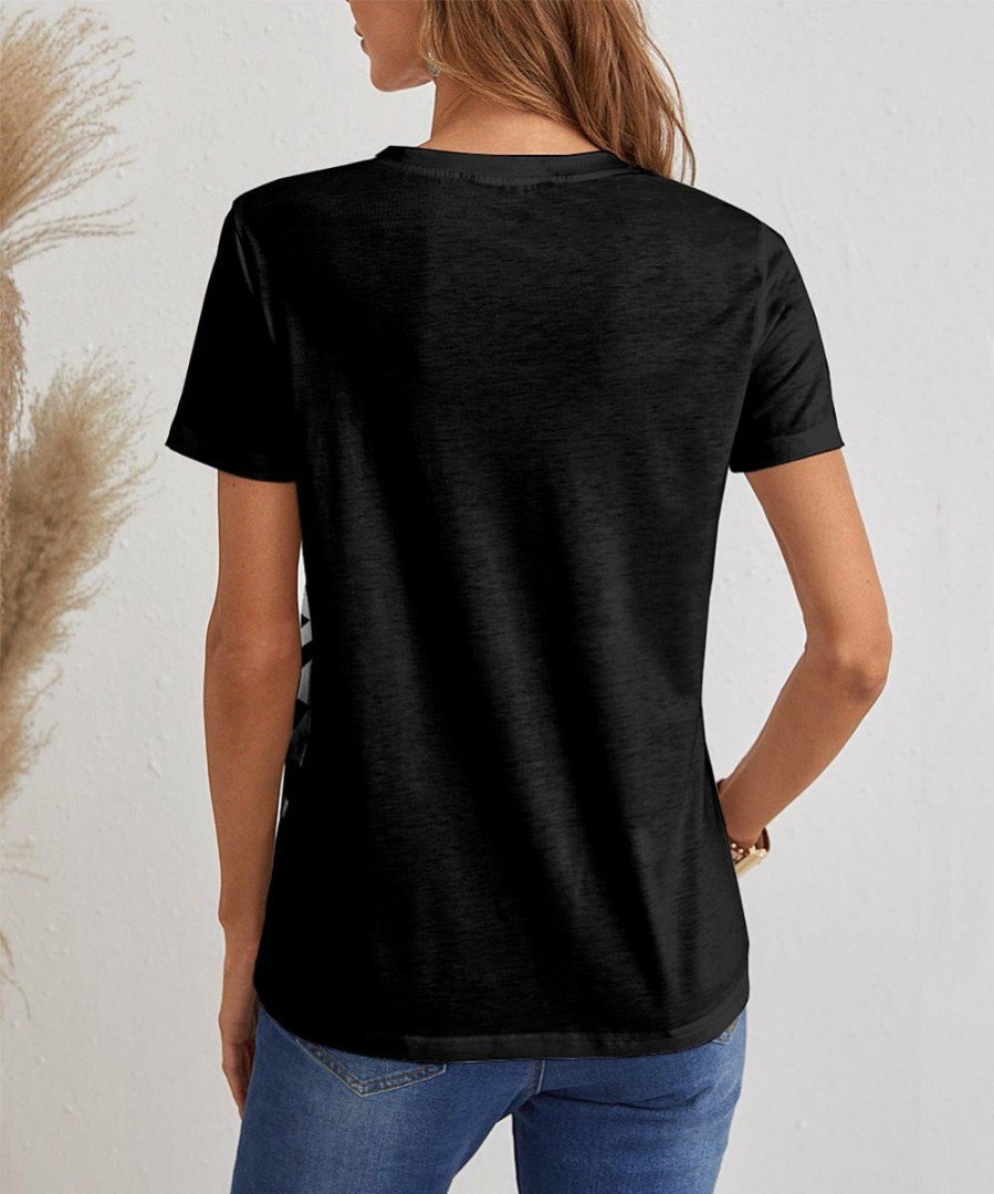 Womens Plus * | Flash Sale Izuria Black & White Skeleton V-Neck Tee Women