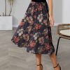 Women * | Coupon Izuria Dark Blue & Pink Paisley A-Line Midi Skirt Women