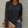 Womens Plus * | New Izuria Black V-Neck Sweatshirt Women