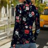 Womens Plus * | Best Sale Izuria Black & Pink Floral Long-Sleeve Turtleneck Women