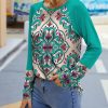 Womens Plus * | Best Reviews Of Izuria Turquoise Abstract Long-Sleeve Raglan Top Women