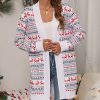 Women * | Coupon Izuria Red & White Hearts Reindeer Longline Open Cardigan Women