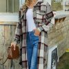 Women * | Budget Izuria Gray & Red Plaid Longline Button-Up Shacket Plus