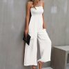 Women * | Buy Izuria White Smocked Palazzo Jumpsuit Women