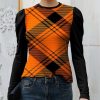 Womens Plus * | Brand New Izuria Tangerine Plaid Puff-Sleeve Top Women