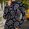 Womens Plus * | Discount Izuria Navy & White Paisley Floral-Accent Long-Sleeve Mock Neck Top Plus