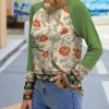 Women * | Wholesale Izuria Green & Apricot Floral Long-Sleeve Raglan Top Women