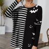 Womens Plus * | Hot Sale Izuria White & Black Stripe Jack-O'-Lantern Contrast-Sleeve Dolman Tunic Women & Plus