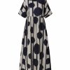 Womens Plus * | Best Sale Izuria Navy & White Polka Dot Stripe Empire-Waist Maxi Dress Plus