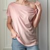 Women * | Best Pirce Izuria Pink Tie-Shoulder Asymmetrical Tee Plus