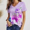 Womens Plus * | Cheap Izuria Lavender & White Floral Short-Sleeve V-Neck Top Plus