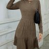 Women * | Best Reviews Of Izuria Mocha Tiered Ruffle-Hem Long-Sleeve A-Line Dress Women