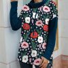 Womens Plus * | Best Sale Izuria Dark Blue & Pink Floral Cowl Neck Sweatshirt Women