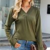 Womens Plus * | Top 10 Izuria Army Green Long-Sleeve V-Neck Top Women