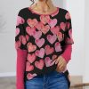 Women * | Wholesale Izuria Black & Fuchsia Heart Waffle-Knit Balloon-Sleeve Tunic Plus