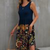 Women * | New Izuria Navy & Yellow Floral Sleeveless Empire-Waist Dress Women