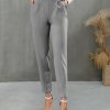 Women * | Flash Sale Izuria Gray Pleated Elastic-Waist Pocket Crop Pants Women & Plus