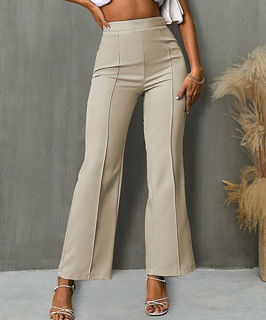 Women * | Best Sale Izuria Apricot Elastic-Waist Straight-Leg Pants Plus