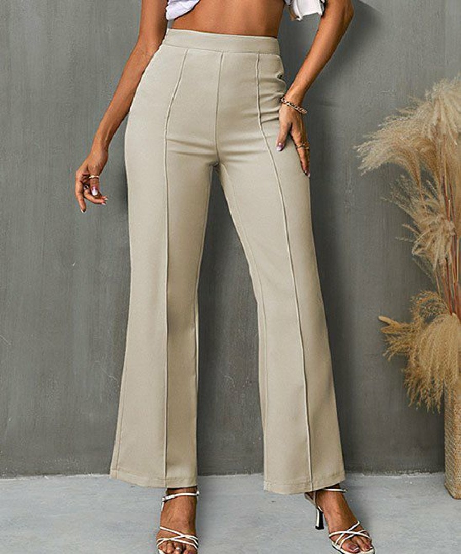 Women * | Best Sale Izuria Apricot Elastic-Waist Straight-Leg Pants Plus