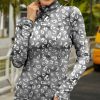 Womens Plus * | Budget Izuria Gray & White Leopard Long-Sleeve Turtleneck Top Women