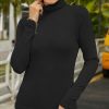 Women * | Best Deal Izuria Black Long-Sleeve Turtleneck Top Women & Plus