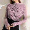 Women * | Hot Sale Izuria Pink Heather Ruched-Front Long-Sleeve Top Women