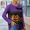 Womens Plus * | Cheapest Izuria Purple & Black Jack-O'-Lantern Crewneck Raglan Top Women & Plus