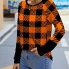 Other * | Best Pirce Izuria Orange & Black Buffalo Plaid Raglan Contrast-Cuff Long-Sleeve Top Women