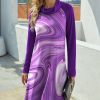 Womens Plus * | Best Deal Izuria Purple Abstract Swirls Cowl Neck Shift Dress Women