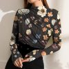 Womens Plus * | New Izuria Coffee Floral Ruched-Front Long-Sleeve Top Women