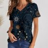 Womens Plus * | New Izuria Navy Sun Moon Short-Sleeve V-Neck Top Women