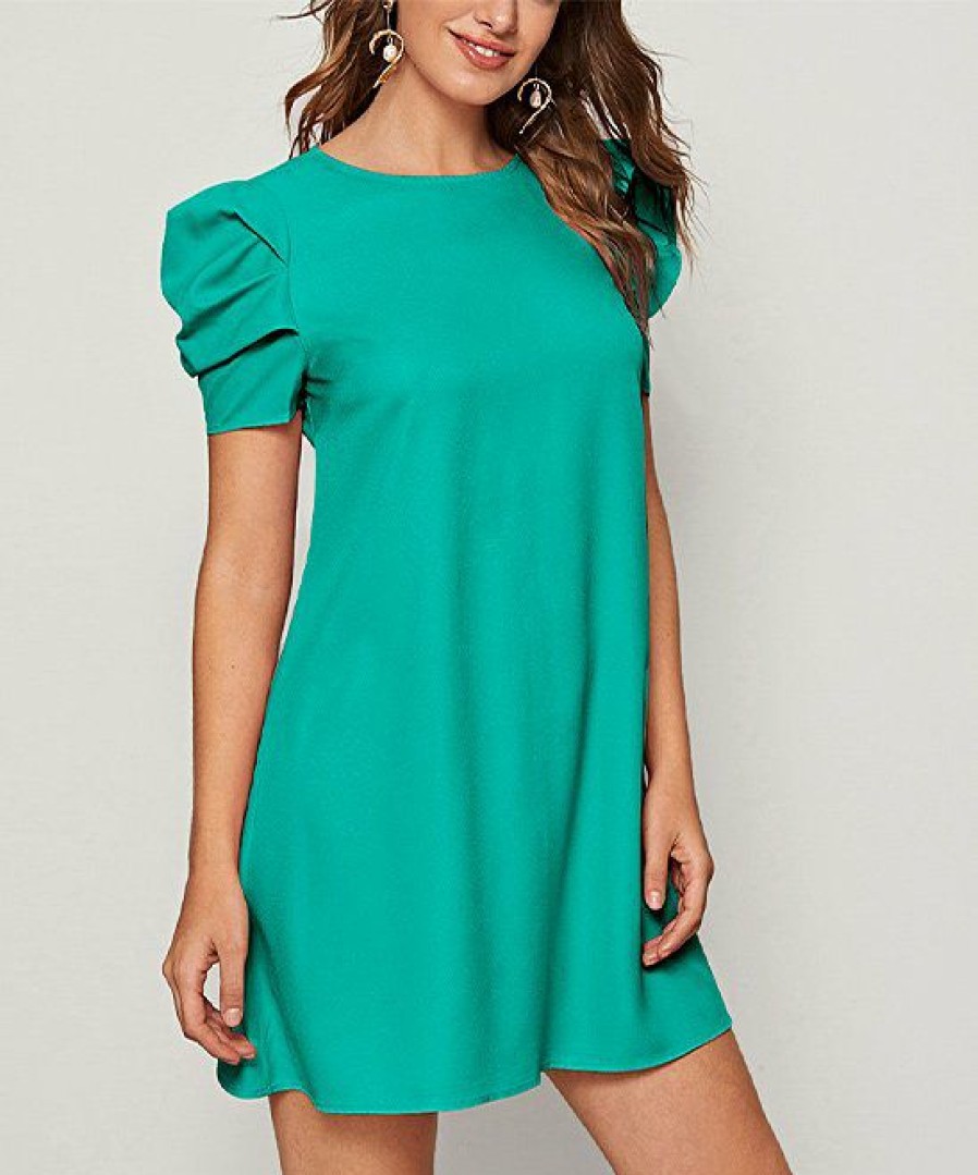 Womens Plus * | Wholesale Izuria Aqua Puff-Sleeve Shift Dress Women