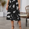 Women * | Best Reviews Of Izuria Black & White Abstract Elastic-Waist Midi Skirt Plus