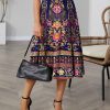 Women * | Cheap Izuria Blue & Fuchsia Floral Elastic-Waist Midi Skirt Women