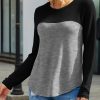 Womens Plus * | Discount Izuria Black & Gray Color Block Long-Sleeve Crewneck Top Women