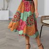 Women * | New Izuria Orange & Green Mandala Midi Skirt Women