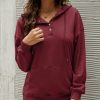 Womens Plus * | Discount Izuria Wine Kangaroo-Pocket Snap-Button Hoodie Plus