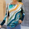 Womens Plus * | Deals Izuria Navy & Yellow Abstract Boatneck Raglan Top Plus