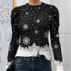 Womens Plus * | Flash Sale Izuria Black & White Ombre Snowflakes Puff-Sleeve Top Women