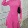 Womens Plus * | Coupon Izuria Fuchsia Ruffle-Accent Long-Sleeve A-Line Dress Women