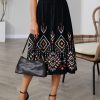 Women * | Best Sale Izuria Black & White Geo Elastic-Waist Midi Skirt Women & Plus