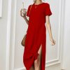 Women * | Best Reviews Of Izuria Red Knot-Accent Side-Slit Midi Dress Women