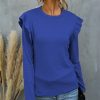 Womens Plus * | Best Pirce Izuria Royal Blue Long-Sleeve Ruffle Detail Crewneck Top Plus