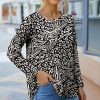 Womens Plus * | Discount Izuria Black & White Animal Print Long-Sleeve Tunic Plus