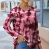 Womens Plus * | Deals Izuria Wine & White Tie-Dye Crewneck Raglan-Sleeve Top Women