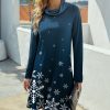 Womens Plus * | Outlet Izuria Blue Snowflake Cowl-Neck Shift Dress Women