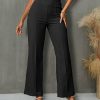 Women * | Top 10 Izuria Black Elastic-Waist Straight-Leg Pants Plus